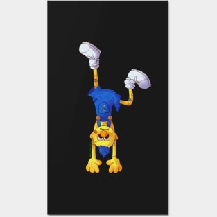 Yellow Guy Hanging Upside Down Posters and Art